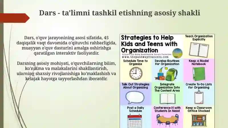 Dars- Ta'limni tashkil etishning asosiy shakli 3
