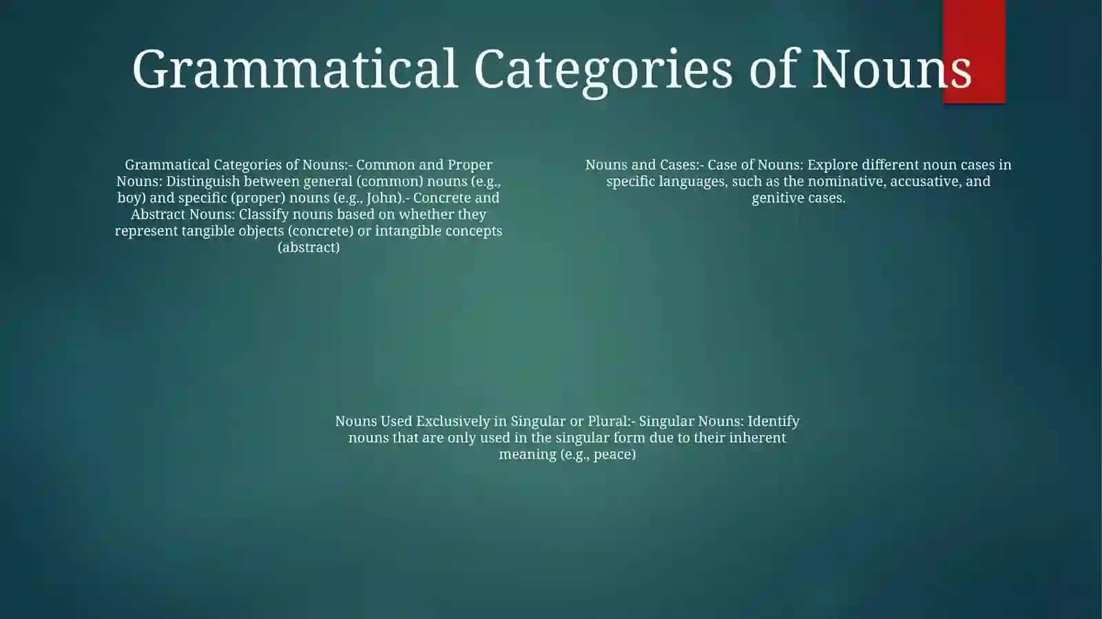 Turdagi gaplar: Nom va uning grammatik kategoriyalari 3