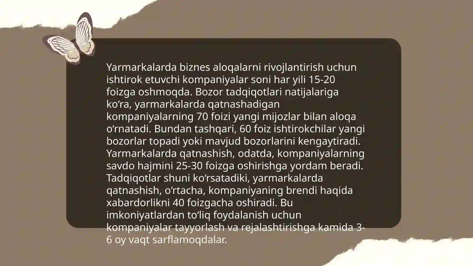 Yarmarkalarda mamlakatimiz va xorijiy firmalarga hamkorlar topish 3
