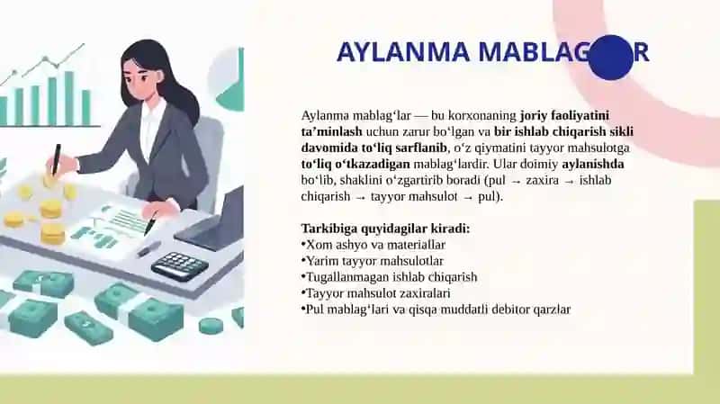 Aylanma mablag’larningf oydalanish samaradorligi statistikasi taqdimot 3