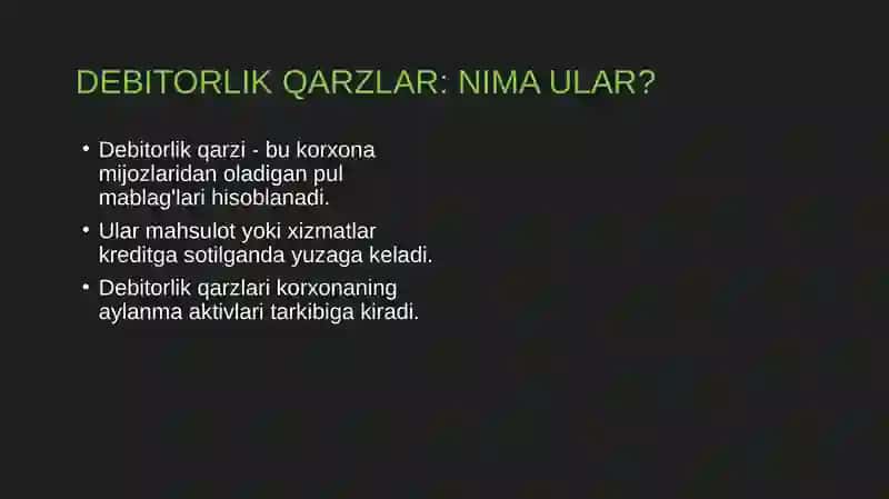 Debitorlik va Kreditorlik Qarzlarini Boshqarish 3