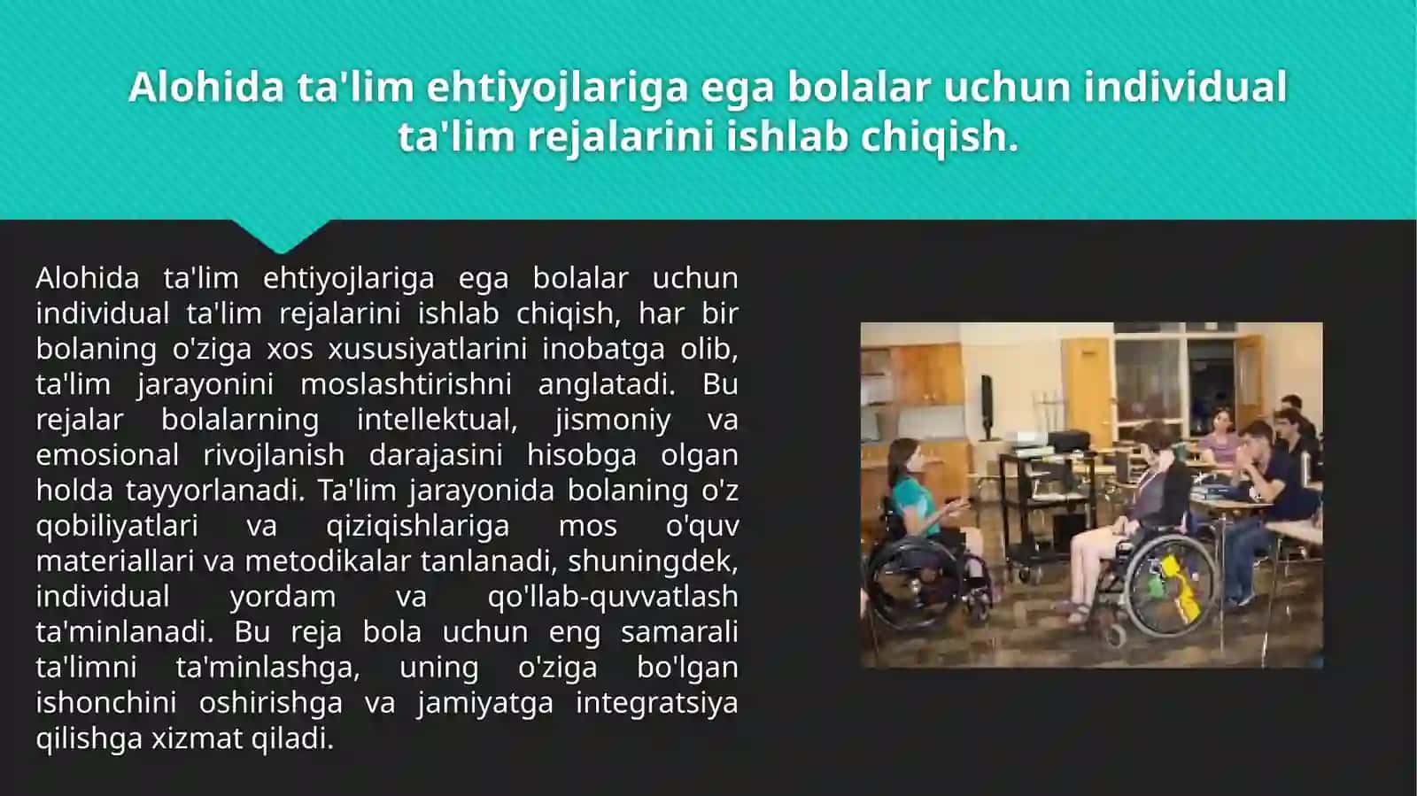 Alohidatalimehtiyojlariboʻlganbolalarninginklyuzivtalimiyangitalmiyamaliyotsifatida 3
