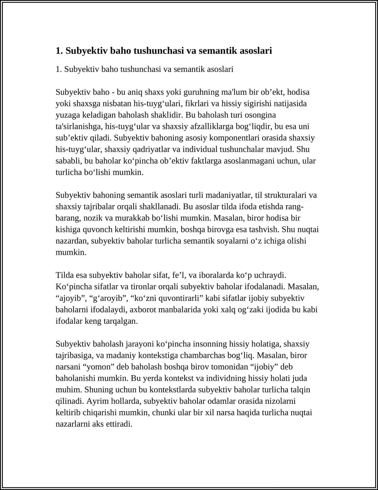 SUBEKTIF BAHO FORMALARI. SEMATIKASI 3