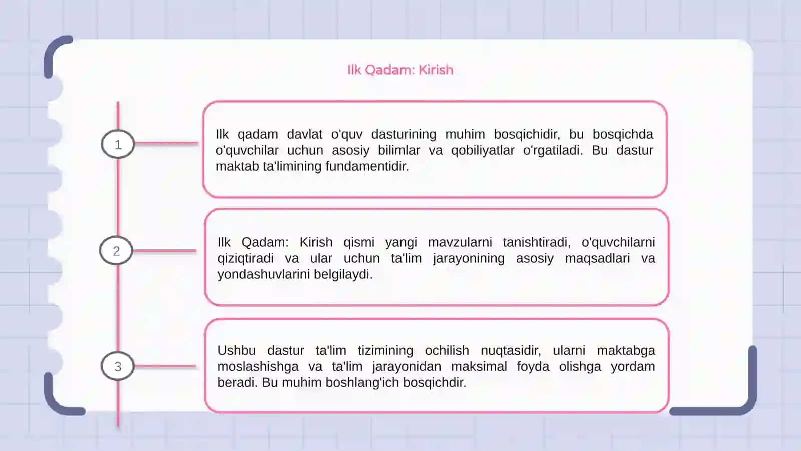 Ilk Qadam davlat o'quv dasturi 3