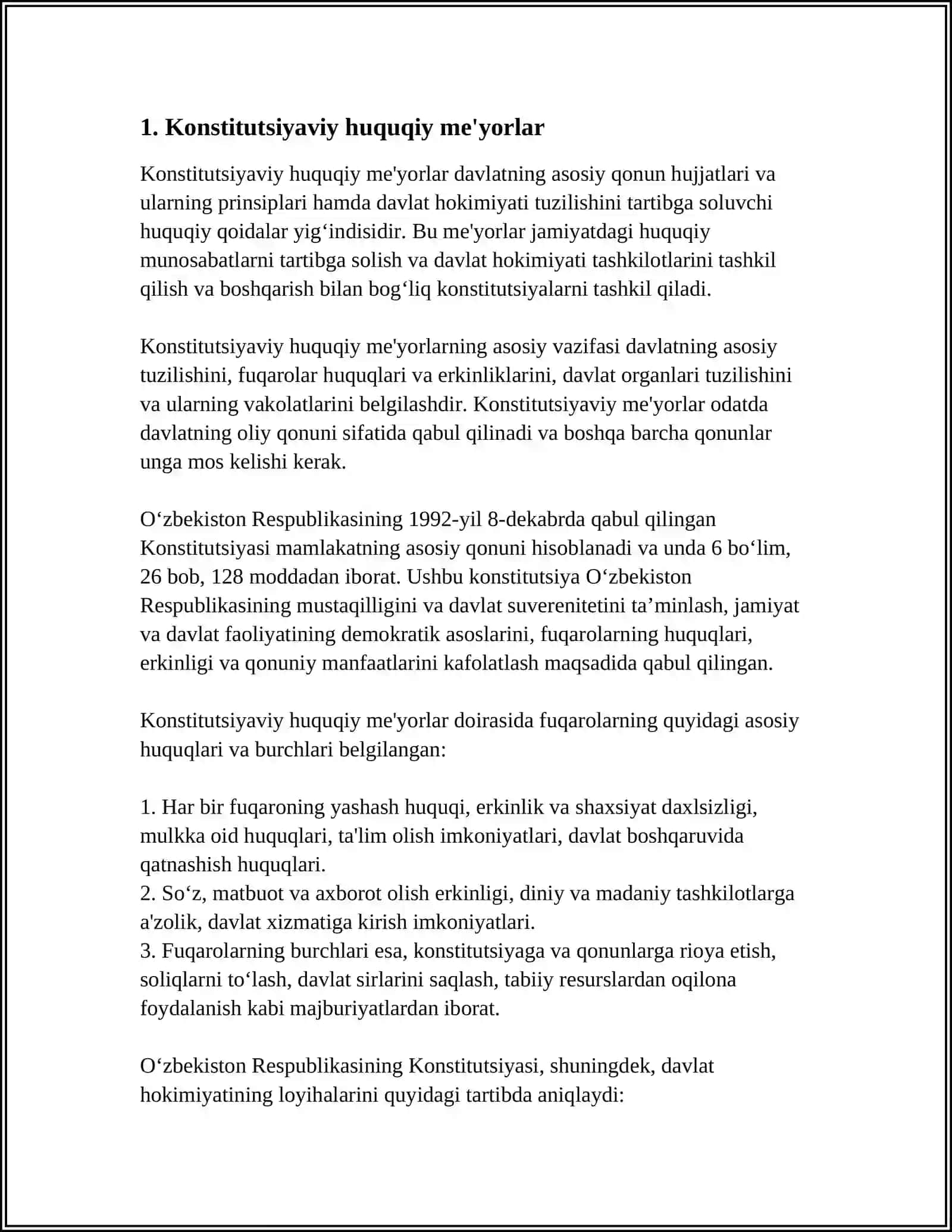 HUQUQIY MEYORIY XUJJATLARNING MOHIYATI 3