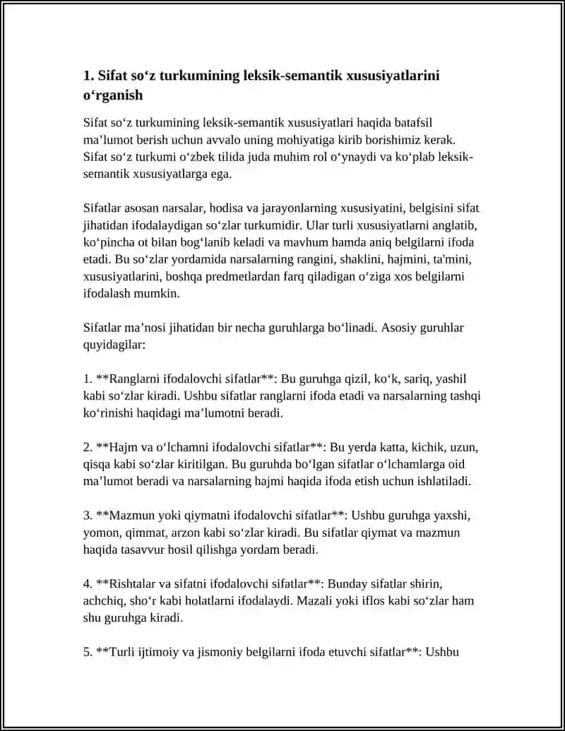 SIFAT SOʻZ TURKUMINI OʻRGANISHDAGI LEKSIK-SEMANTIK MASHQLAR VA ULARNI TASHKIL QILISH 3