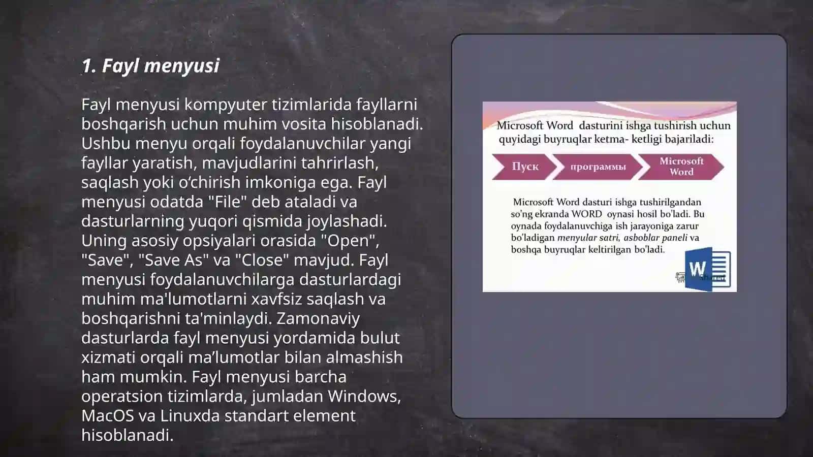 Power point dasturi interfeysi menyulari 3