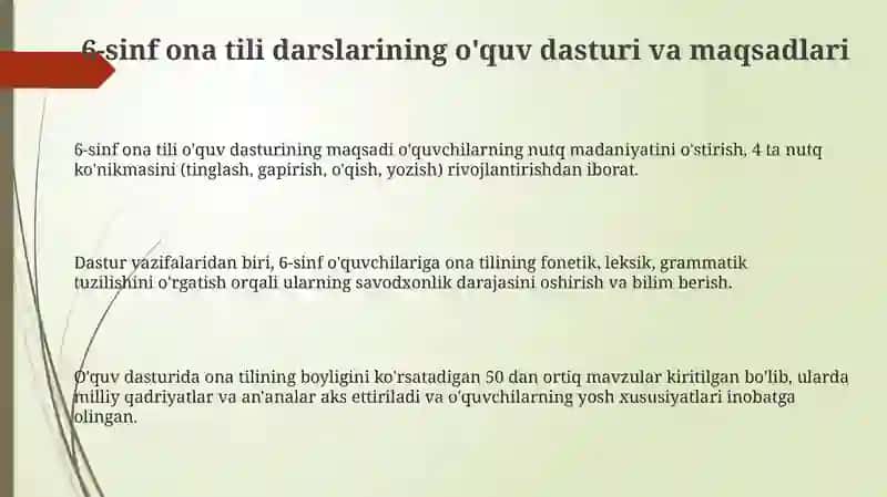 Umumiyoʻrtataʼlimmaktablarining6-sinf "onatili"darslarinimazmuninioʻrganish 3