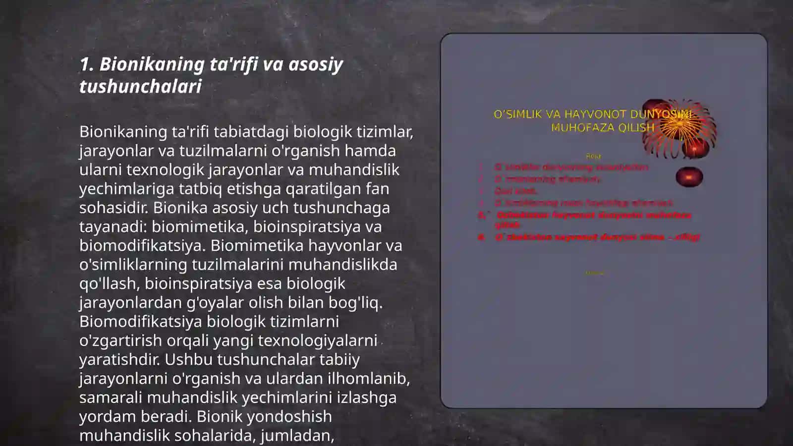 Bionika asoslari va uni inson hayotidagi òrni 3