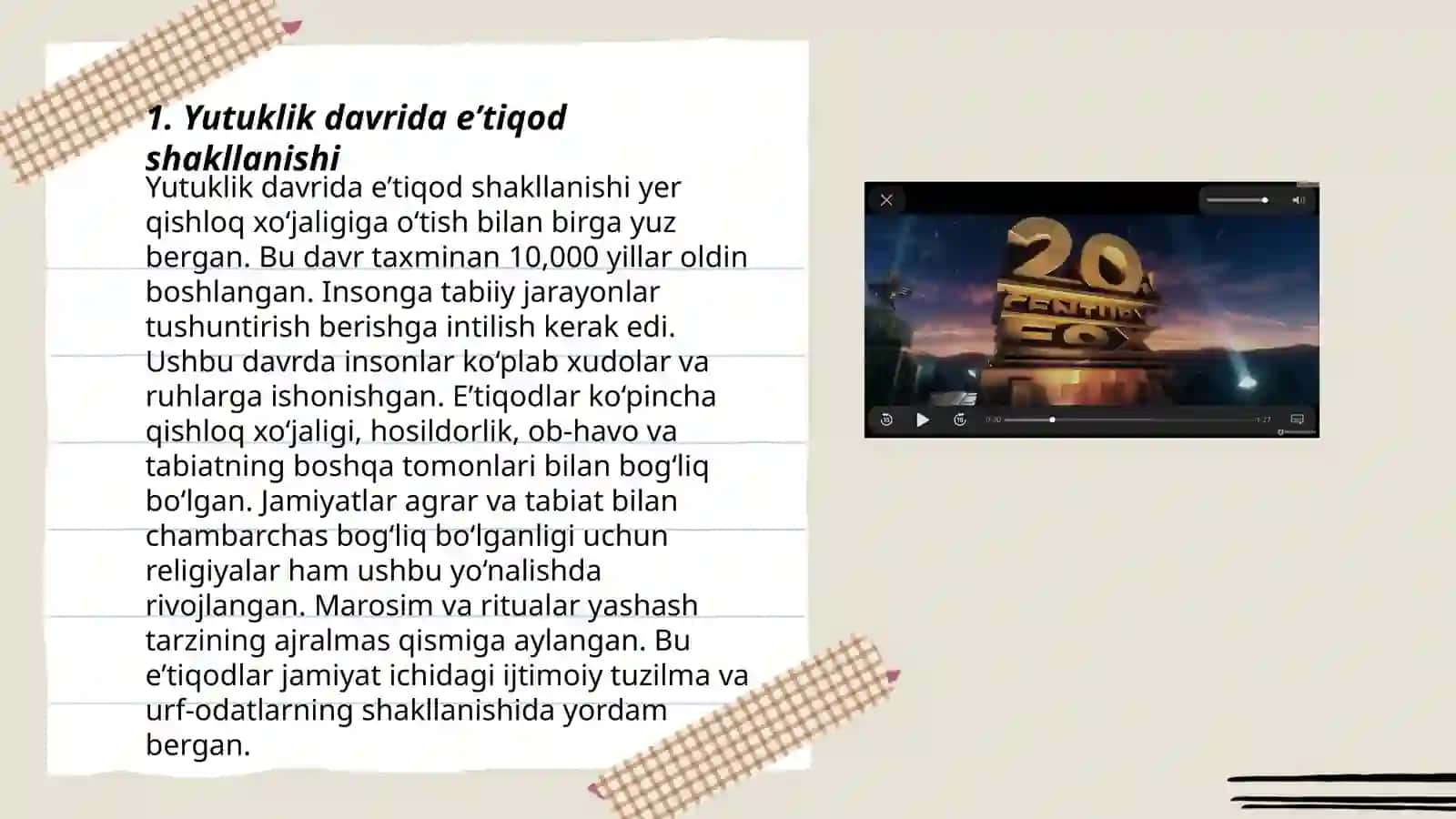 Yutuklik davrida e’tiqod va dunyo qarash,yoshlik davrida hayot faoliyat; Ilk ospirilik davridagi inqirozlar, Ilk o'spirinlik va kasb tanlash 3