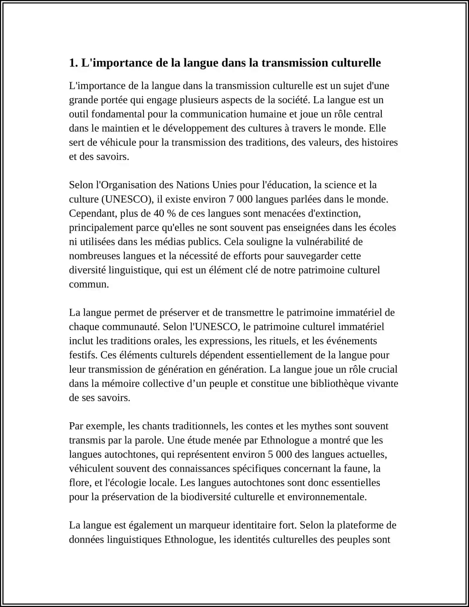 REFERAT: LE LIEN ENTER LANGUE ET CULTURE 3