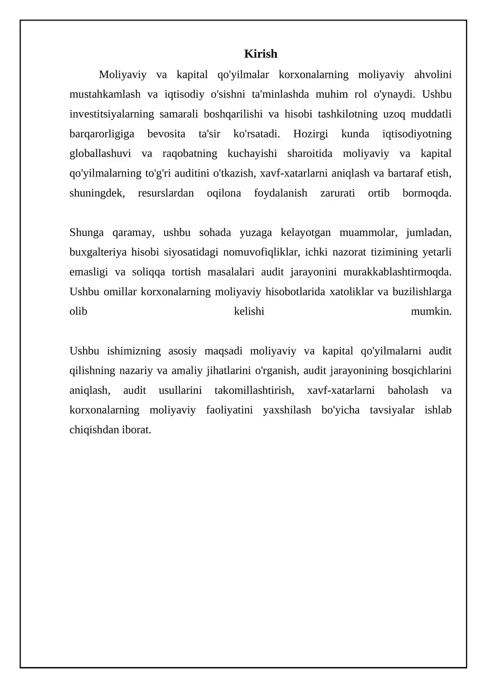 Moliyaviy investitsiyalar va kapital qo'yilmalarni audit qilishning asosiy jihatlari 3