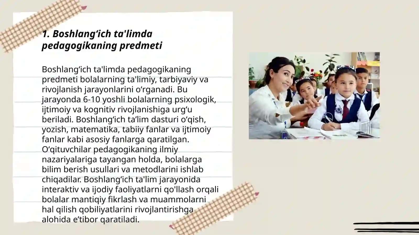 Boshlangʻich pedagogikasi fanining predmeti, maqsadi, vazifasi,ilmiy tadqiqot metodlari 3