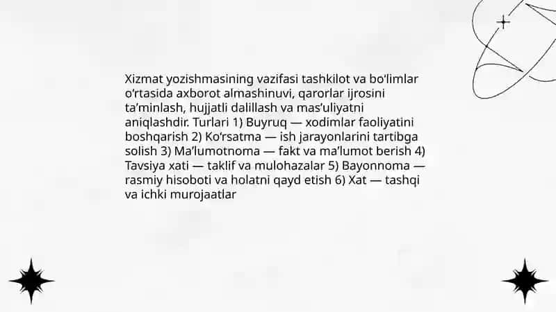 Xizmat yozishmalarini yozish texnologiyasi 3