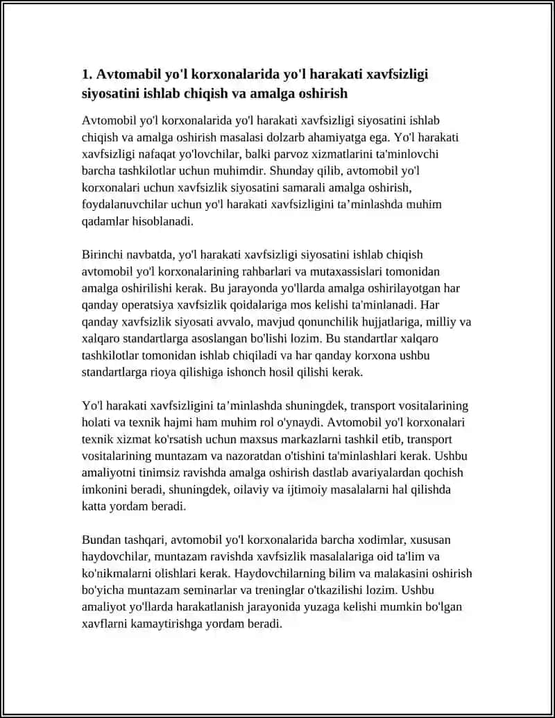 AVTOMABIL YÔL KORXONALARINING YÔL HARAKATI XAVFSIZLIGI TAMINLASHDAGI VAZIFALAR 3