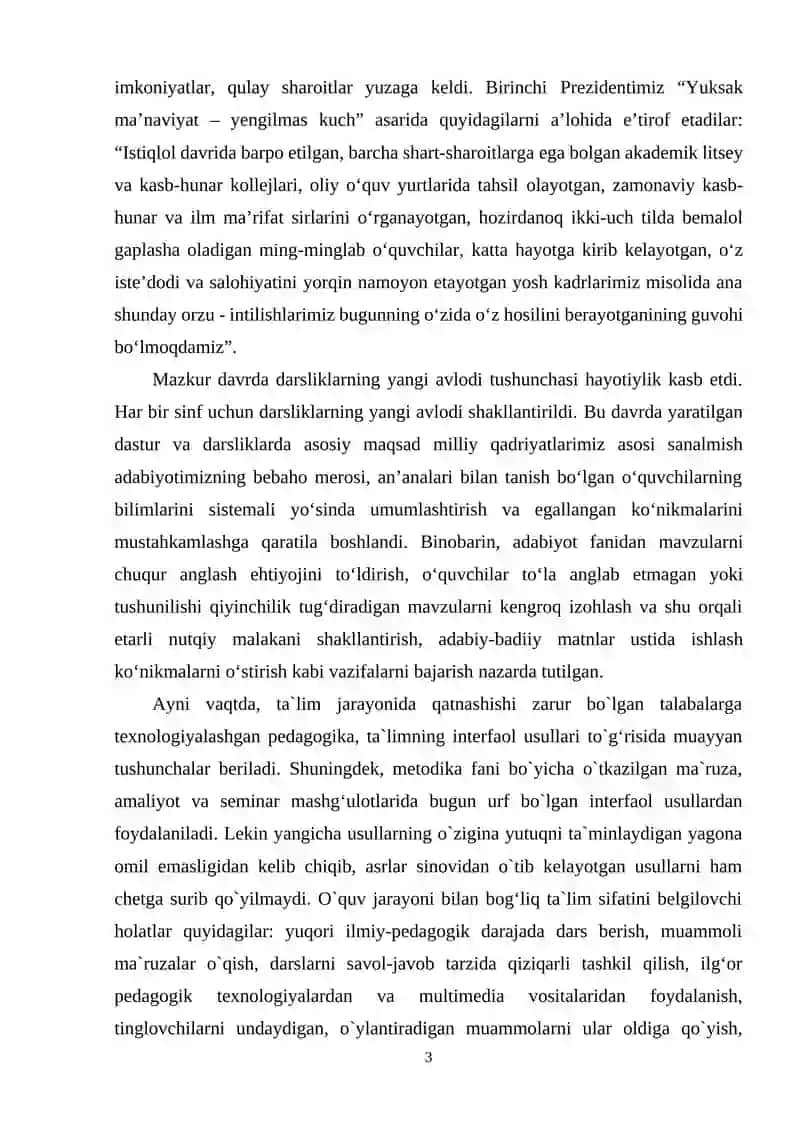 Adabiyot o'qitish metodikasi 3