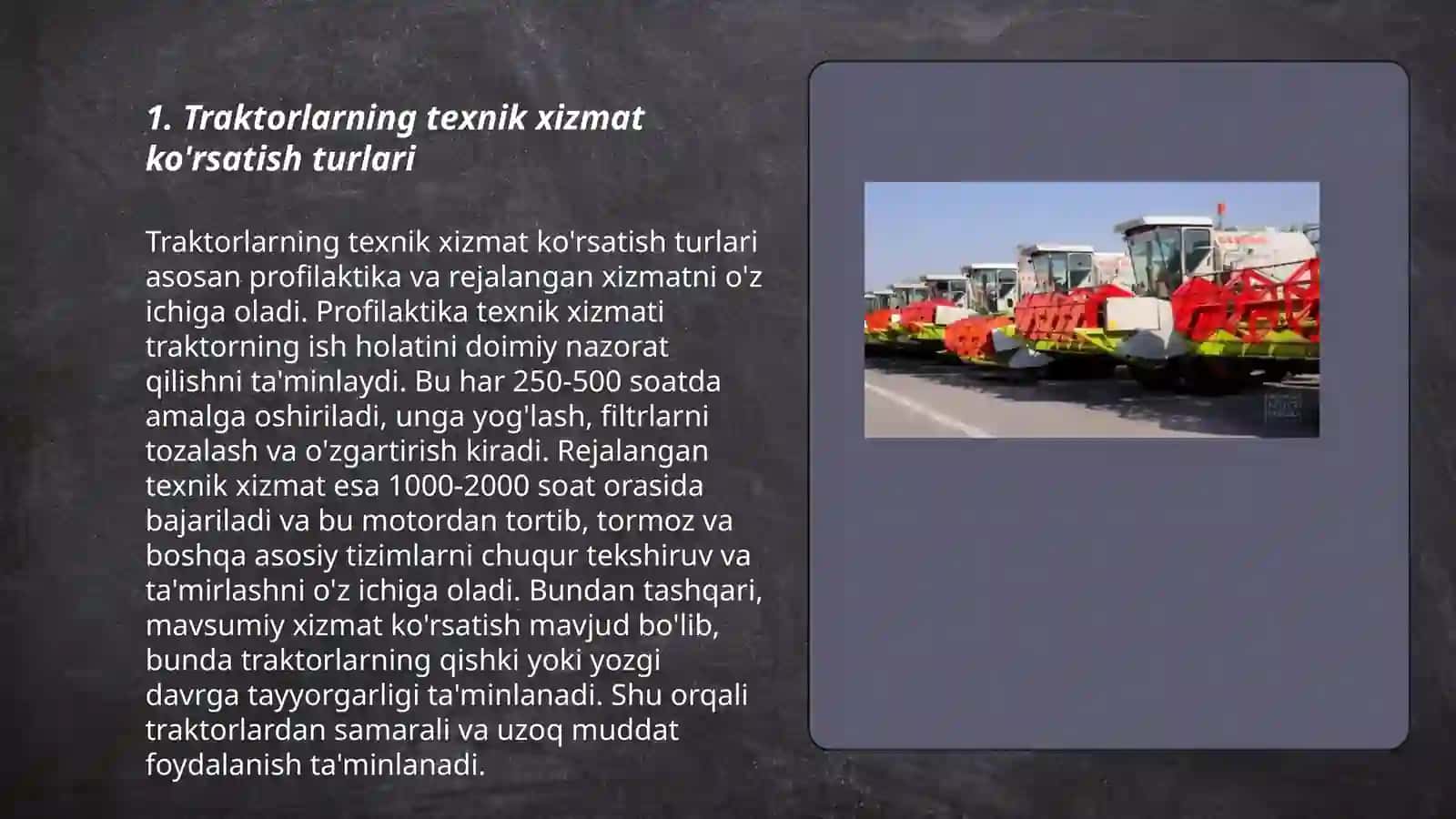 qishloq xojaligi texnikalariga texnik xizmat korsatish va saqlash 3