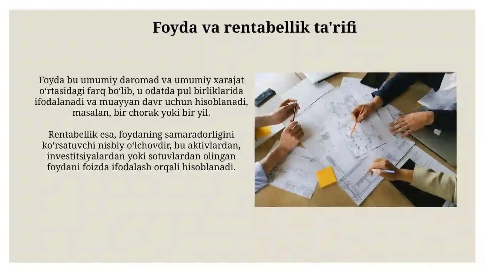 Qurilish tashkilotida foydavarentabellik 3