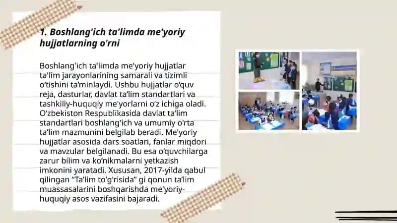 Boshlang'ich ta'limda me'yoriy hujjatlar yuritishning maqsadi va vazifalari 3