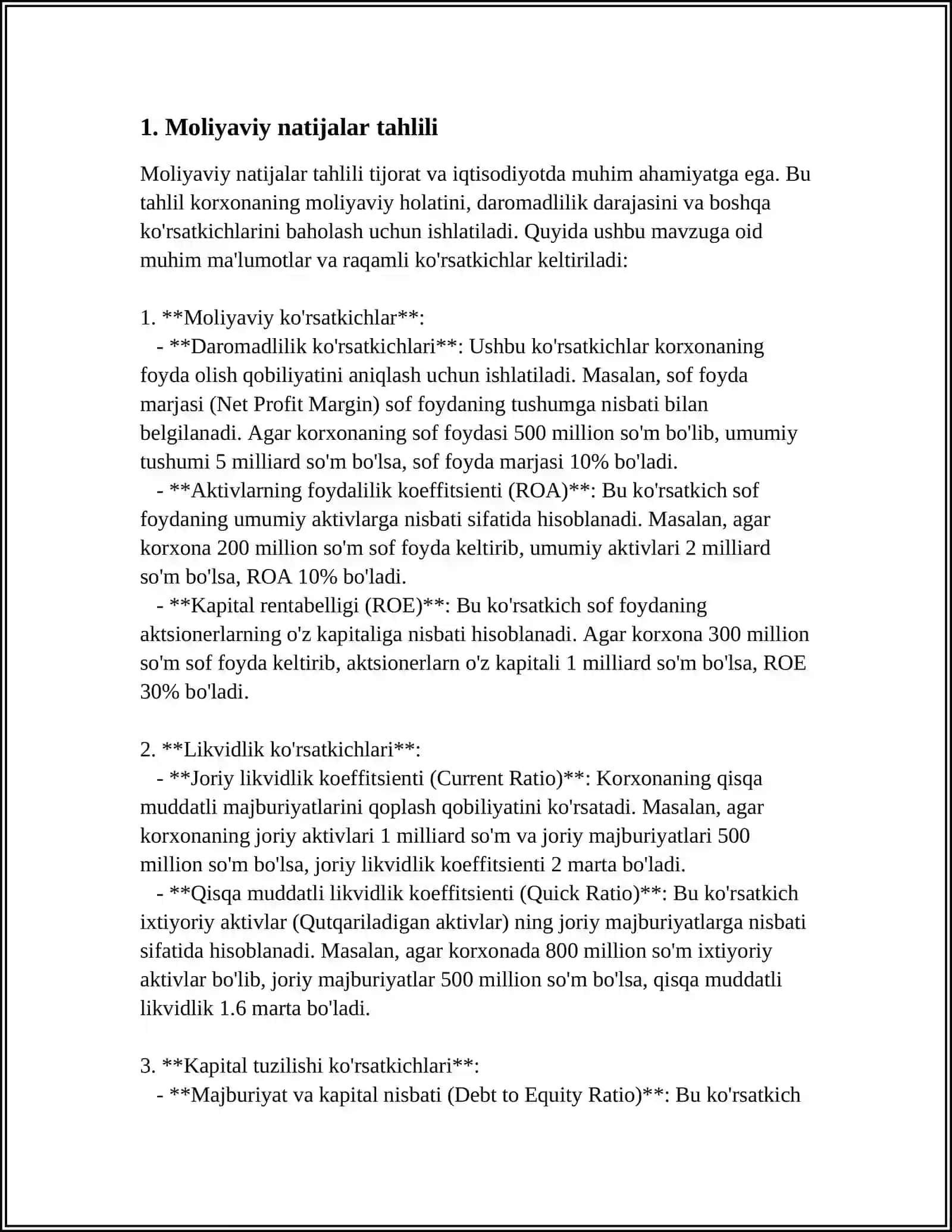 Moliyaviy Natijalar Shakllanishi 3