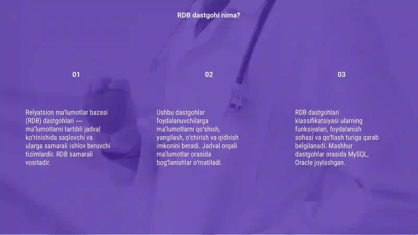 RDB dastgohlari va dastgohlar klassifikatsiyasi 3