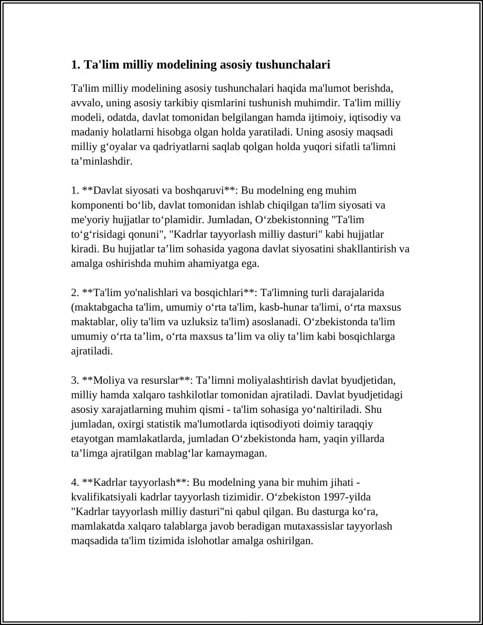 TALIMNING MILLIY MODELINING SHAKLLANISHI, RIVOLANISHI VA SOHADAGI MUAMMOLAR 3