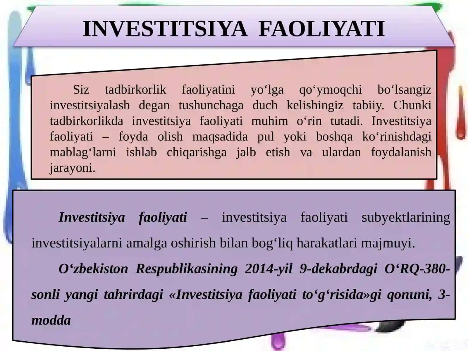INVESTITSIYA SIYOSATI VA INVESTITSIYA FAOLIYATI 3