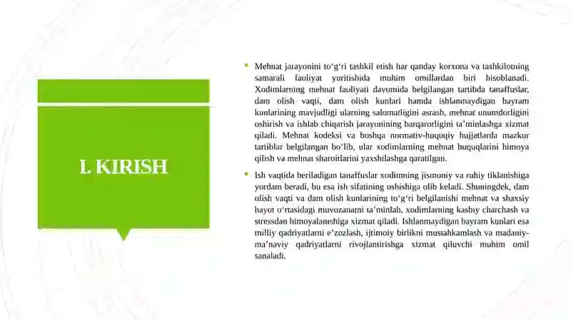 Mehnat jarayonini to'g'ri tashkil etish 3