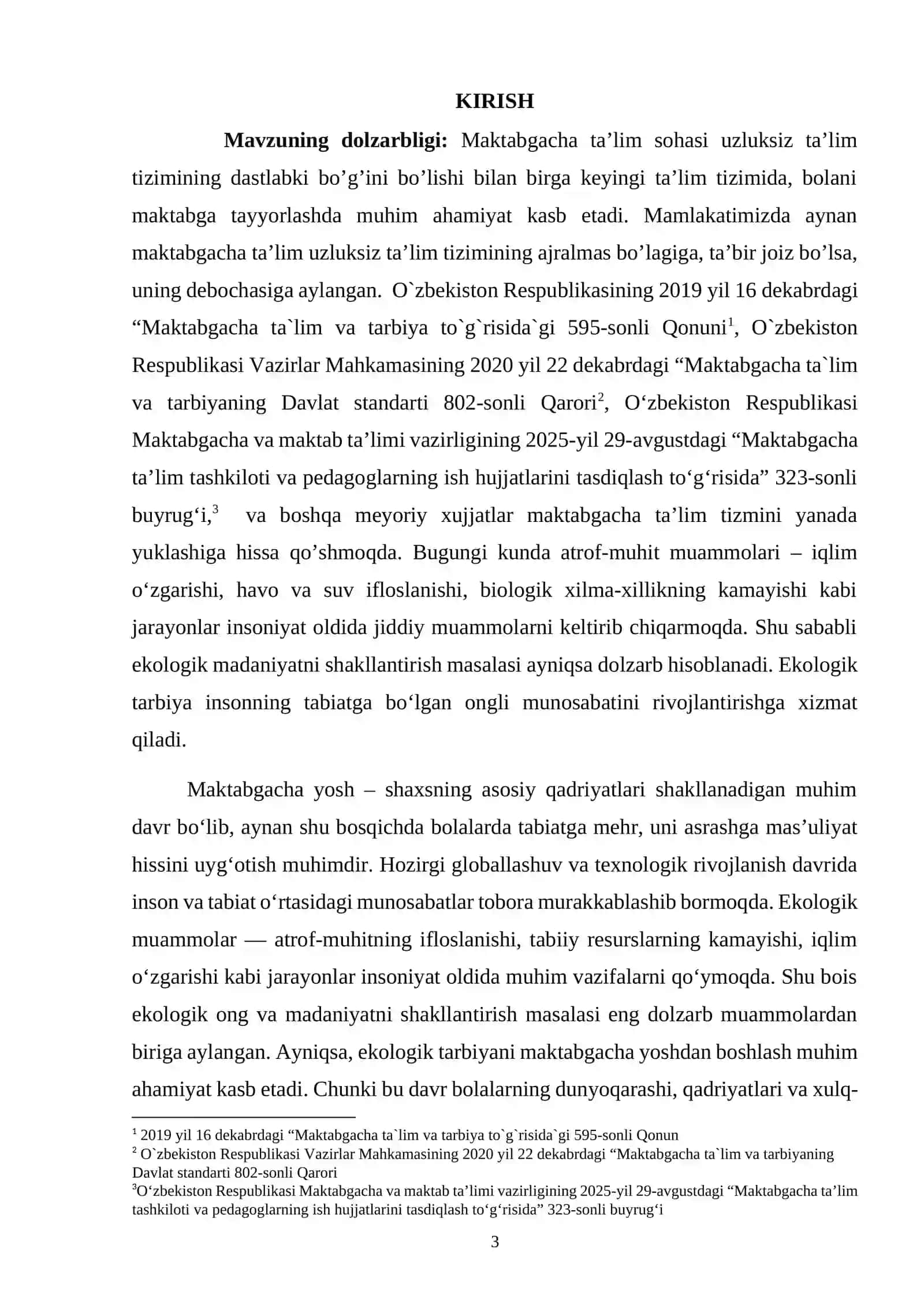 Maktabgacha yoshdagi bolalarni tabiat bilan tanishtirish boʻyicha davlat talablari 3