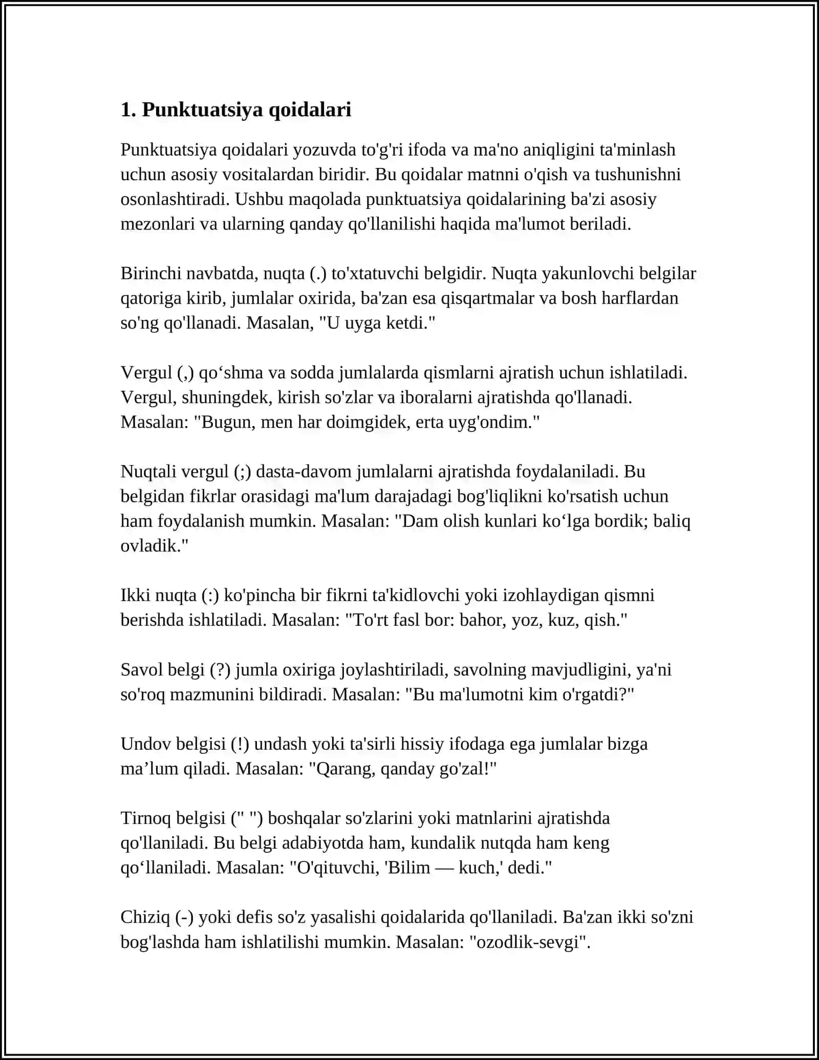 PUNKTUATSION TAHLIL KOʻRINISHDAGI YOZMA ISHLARNI BAJARISH 3