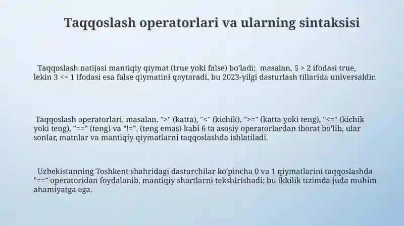 Taqqoslash amallari 3