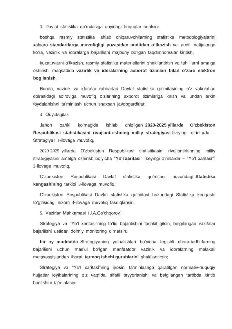 Milliy statistika tizimini yanada takomillashtirish va rivojlantirish chora-tadbirlari 3