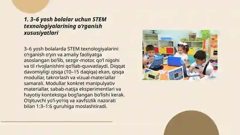 Oʻquvchilarning turli yosh toifalari uchun STEM texnologiyalari 3