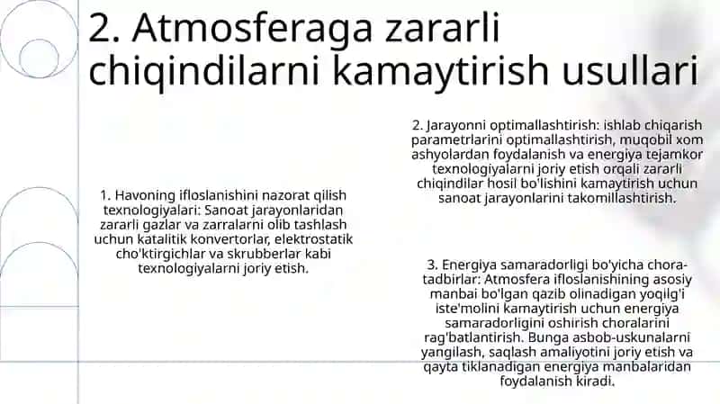 Sanoat Korxonalarining Zararli TaʼSirini Kamaytirishning Asosiy YoʻNalishlari 3