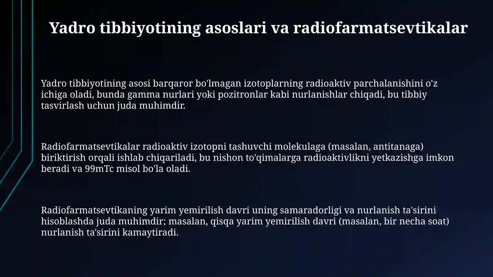 Yadro kimyosining tibbiyotdagi o'rni 3