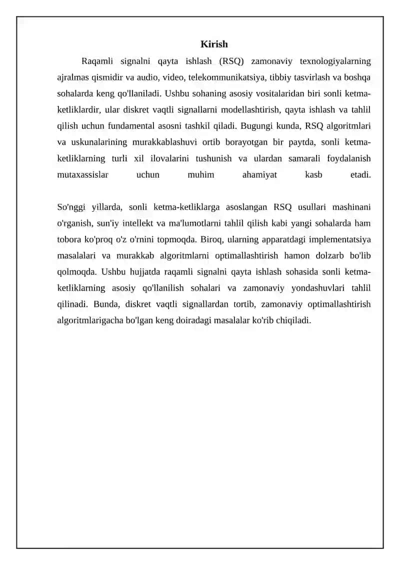 Raqamli signalni qayta ishlashda sonli ketma-ketliklarning asosiy tushunchalari 3