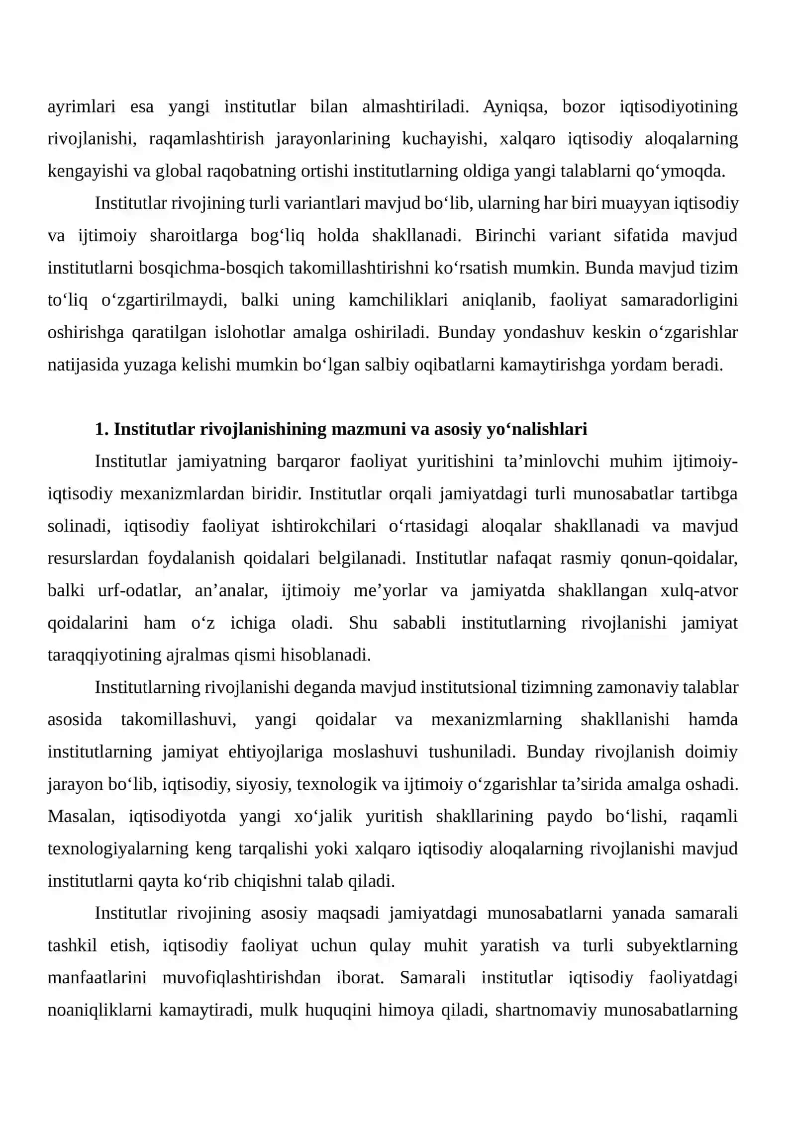 Institutlar rivoji variantlari bo‘yicha tahlil 3