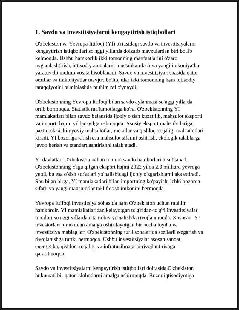 O‘ZBEKISTON VA YEVROPA ITTIFOQI O’RTASIDAGI HAMKORLIK ISTIQBOLLARI 3
