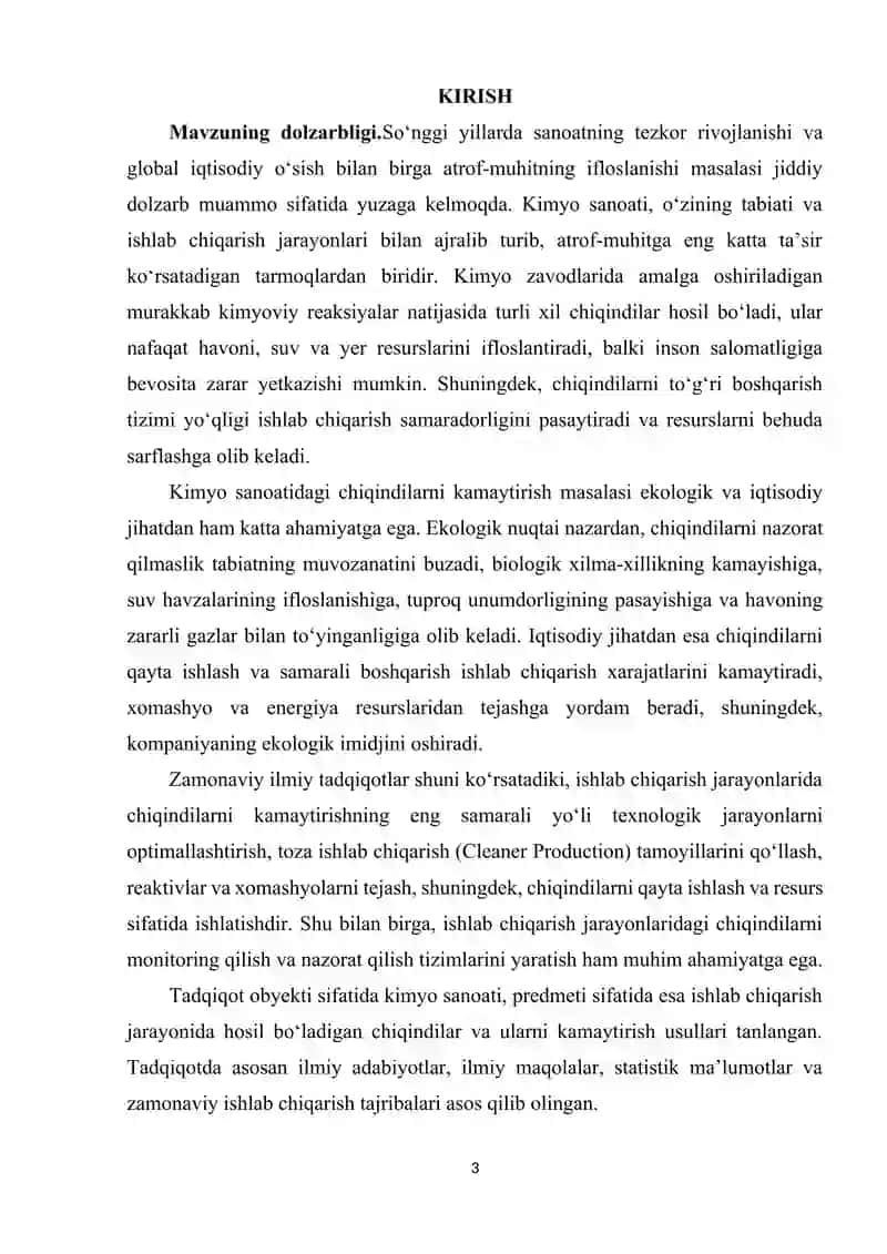 KIMYO SANOATIDA ISHLAB CHIQARISH CHIQINDILARINI KAMAYTIRISH USULLARI 3