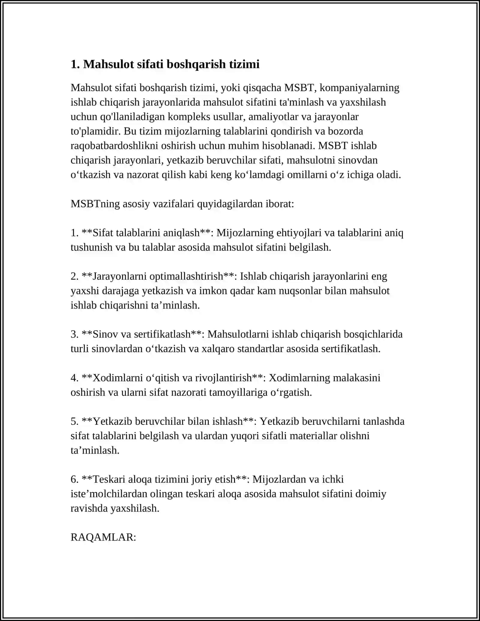MAHSULOT SIFATI VA TEXNOLOGIYANI BOSHQARISH TIZIMI ARXITEKTURASI 3