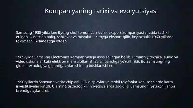 Samsung mahsulotlar va xizmatlar 3