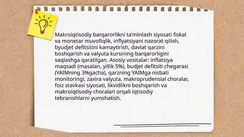 Makroiqtisodiy barqarorlikni taʼminlash siyosati 3