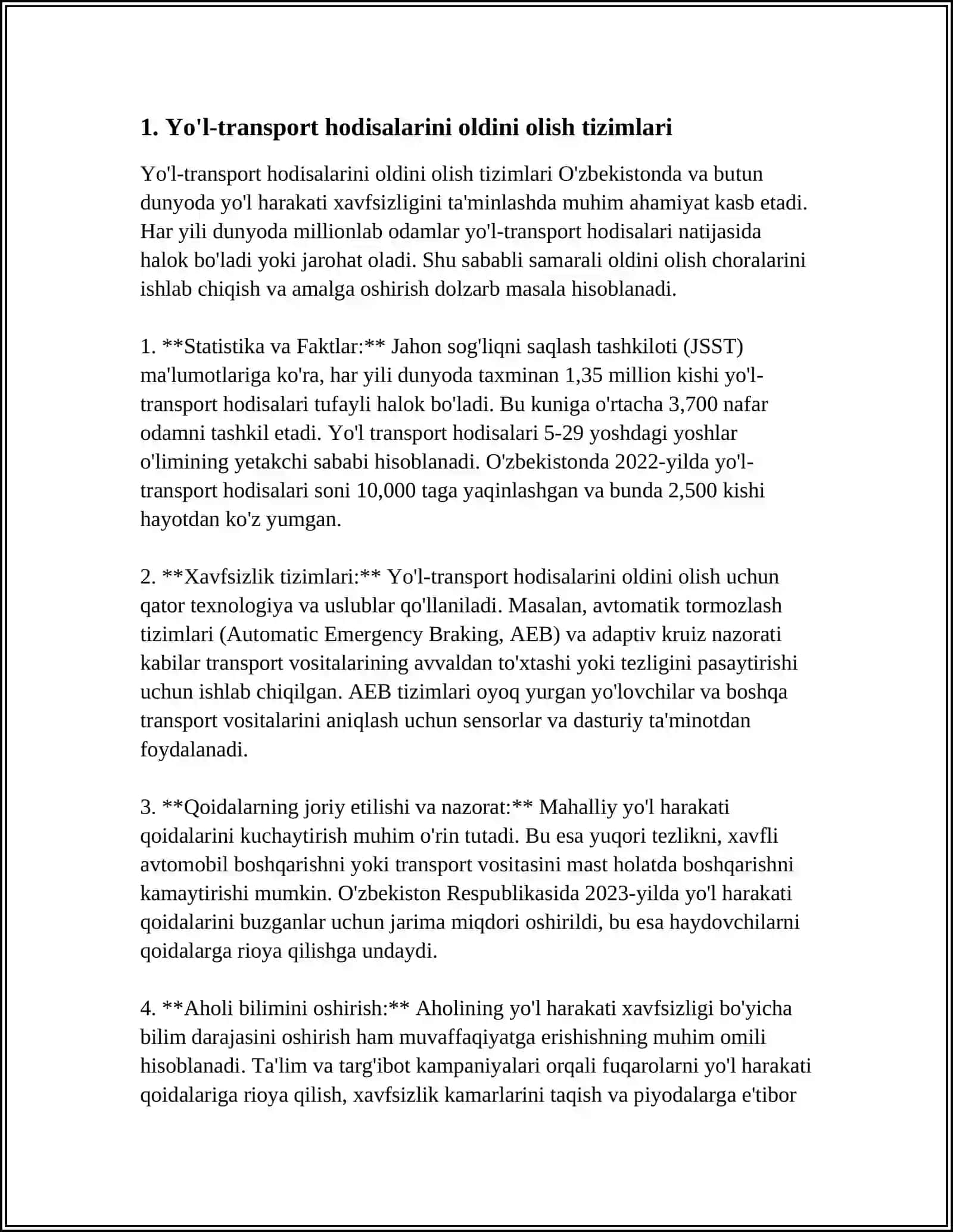 AVTOMAGISTRALLARDA XAVFSIZLIKNI TAMINLOVCHI TIZIMLAR 3