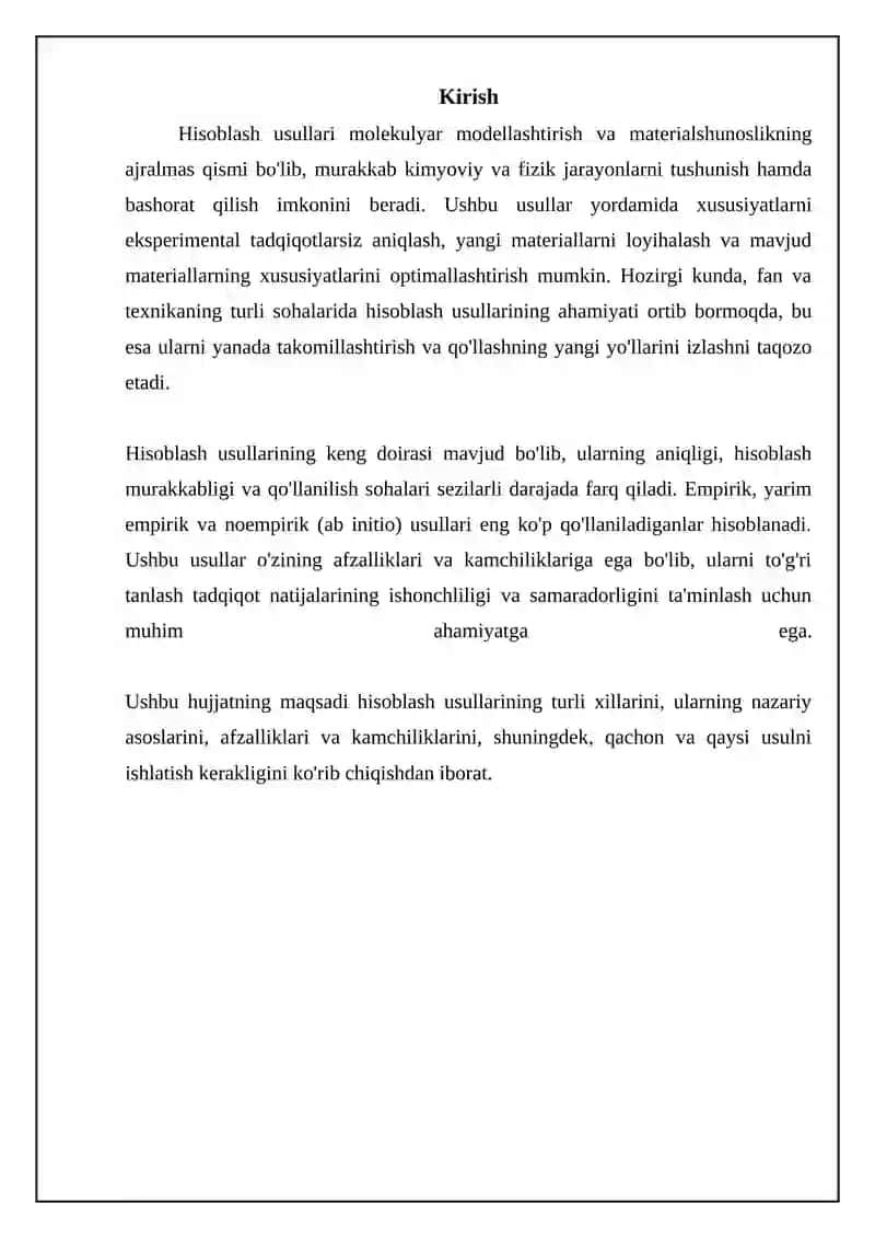 Hisoblash usullari. Empirik, yarim empirik, noempirik hisoblash usullari 3