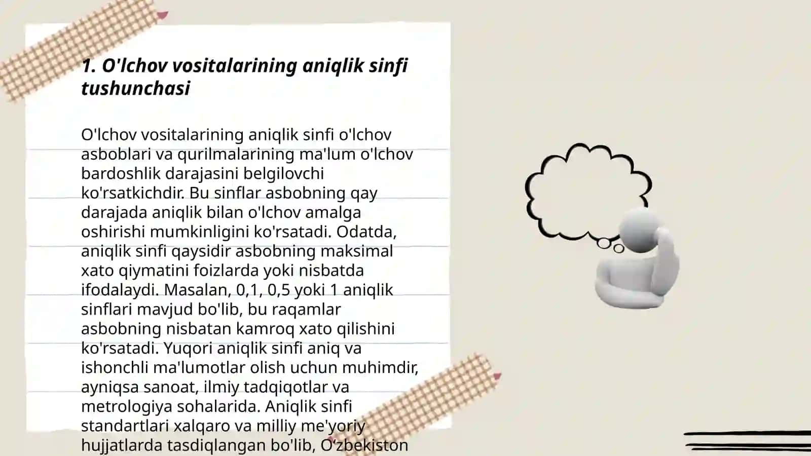 O'lchov vositalarining aniqlik sinfi 3