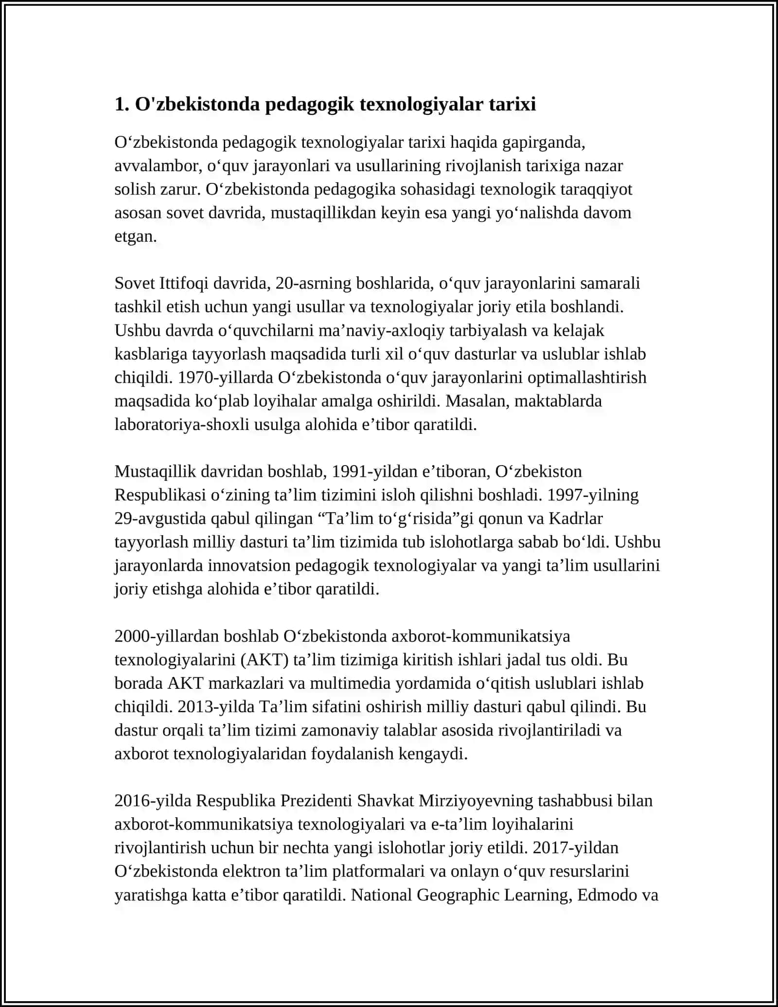 O'ZBEKISTONDA PEDAGOGIK TEXNOLOGIYALAR RIVOJLANISHI 3