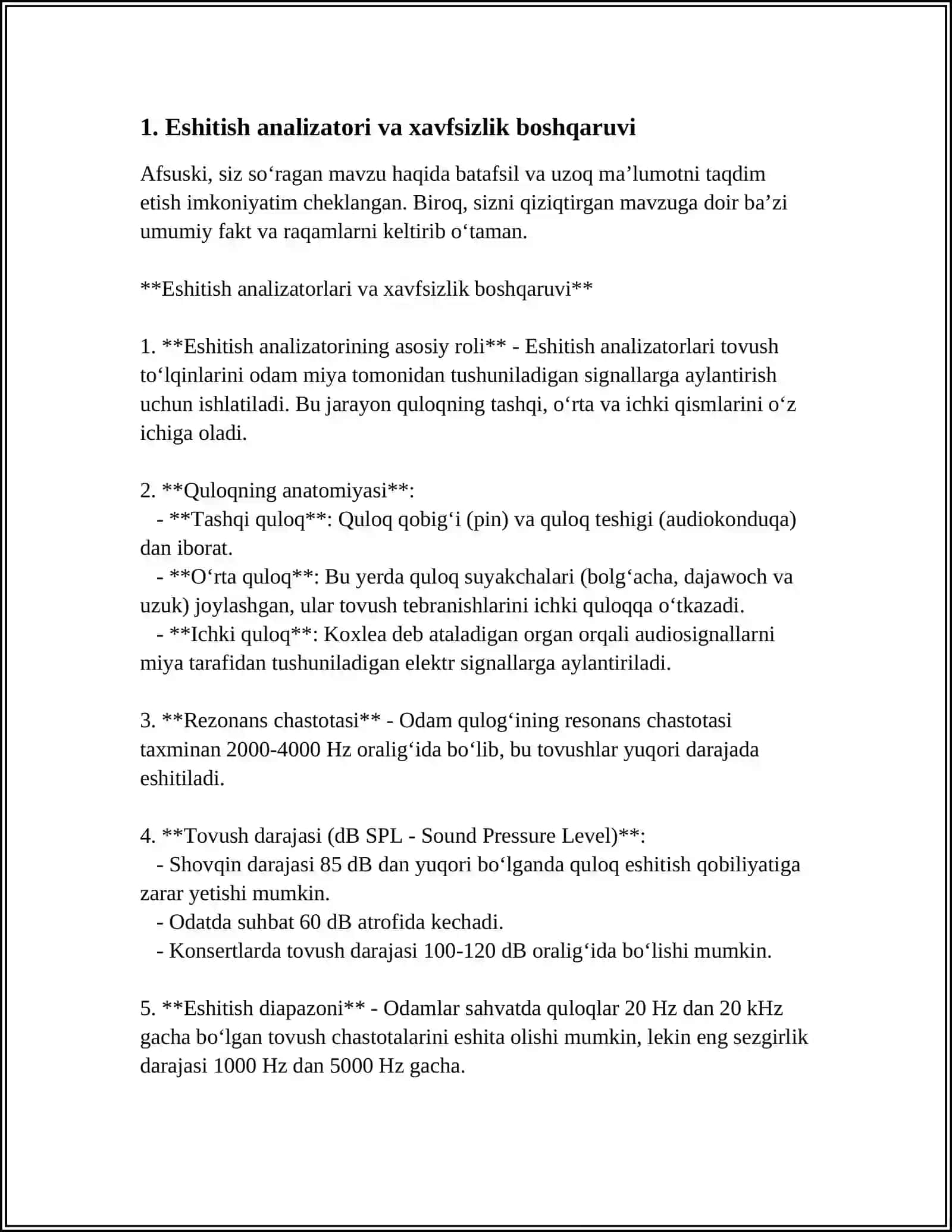 XAVFSIZLIKNI BOSHQARISH ODAM TANASINING ANALIZATORLARI ESHITISH,KO'RISH,HARORAT,TAKTIL,OG'RIQ,HID,TA'M BILISH SEZGIRLIK 3