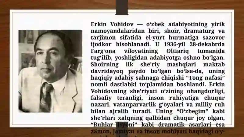 Erkin Vohidov she`riyati (TAQDIMOT) 3