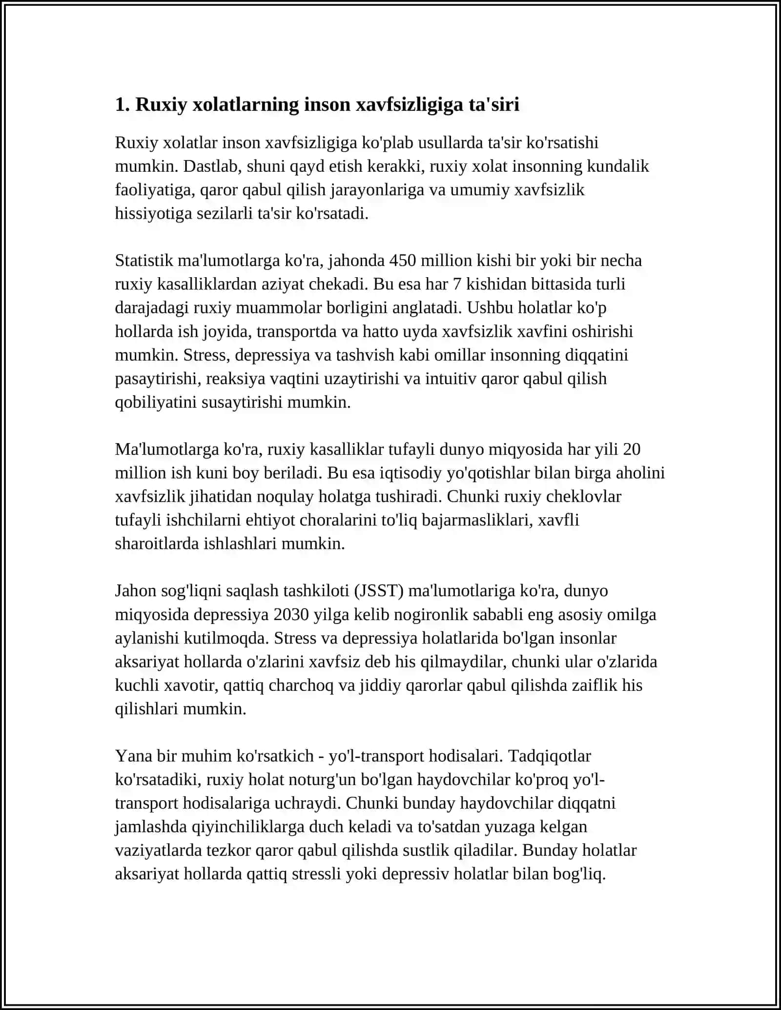 RUXIY XOLATLAR VA INSON XAVFSIZLIGI 3