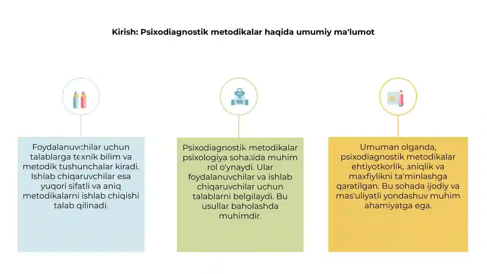 Psixodiagnostik metodikalarda foydalanuvchilar va ishlab chiqaruvchilar uchun talablar 3